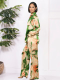 Print Long Sleeve Shirt Loose Pants Suit MIL-036