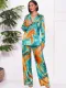 Print Long Sleeve Shirt Loose Pants Suit MIL-036