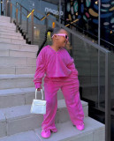 Kids Girl Solid Long Sleeve Straight Pants Two Piece Set GYAY-8106