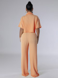 Short Sleeve Lapel Shirt And Pants Loose Solid Suit MIL-026