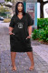 VIP1 V Neck Print Casual Midi Dress OUQF-OQ818