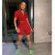 VIP1 Solid Color Print Sport Two Piece Shorts Set OUQF-A6175