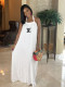VIP1 Solid Color Print Sling Loose Maxi Dress OUQF-OQ831
