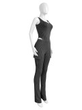 Solid Color Sleeveless Bodysuit Two Piece Pants Set CH-24055