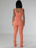 Solid Color Sleeveless Bodysuit Two Piece Pants Set CH-24055
