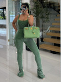 Solid Color Sleeveless Bodysuit Two Piece Pants Set CH-24055