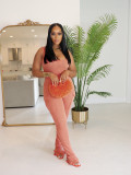 Solid Color Sleeveless Bodysuit Two Piece Pants Set CH-24055