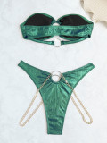 Solid Color Sexy Backless Two Piece Swimsuit CASF-6729