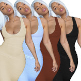 U Neck Sling Solid Bodycon Dress LSD-LD1778