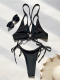 Sexy Tie Up Hang Neck Two Piece Swimsuit CASF-6674