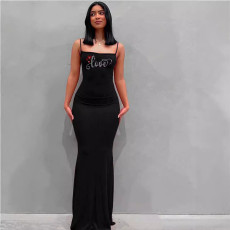 Hot Drill Print Sexy Sling Maxi Dress ME-8057004