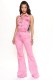Sexy Backless Hang Neck Solid Color Jumpsuit LX-3576