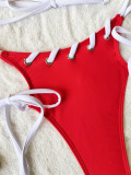 Hang Neck Patchwork Bikinis 2 Piece Swimsuit CASF-6697