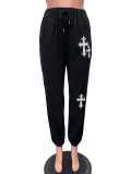 Printed Pocket Drawstring Sport Calf Pants BGN-BN354