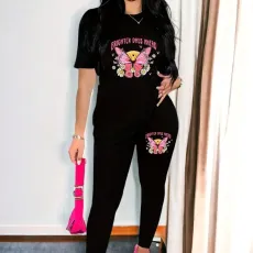 Summer Print Short Sleeve Pants 2 Piece Set ME-S55057
