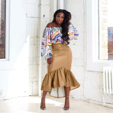 Fashion Ruffled Half-body Leather Skirt LSL-LS6481