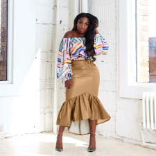 Fashion Ruffled Half-body Leather Skirt LSL-LS6481