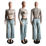 Long Sleeve Hollow Out Short Sweater GDYF-6693