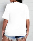 Plus Size Bow Print Short Sleeve T Shirt YIM-YMT001