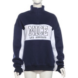 Letter Print Long Sleeve Sweatshirt Coat XEF-51834