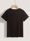 Plus Size Bow Print Short Sleeve T Shirt YIM-YMT001