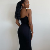 Hot Drill Print Sexy Sling Maxi Dress ME-8057004