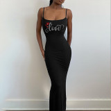 Hot Drill Print Sexy Sling Maxi Dress ME-8057004