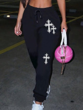 Printed Pocket Drawstring Sport Calf Pants BGN-BN354