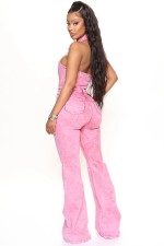 Sexy Backless Hang Neck Solid Color Jumpsuit LX-3576