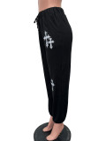 Printed Pocket Drawstring Sport Calf Pants BGN-BN354