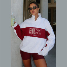 Letter Print Long Sleeve Sweatshirt Coat XEF-51834