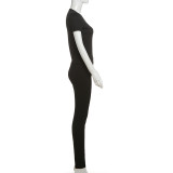 Short Sleeve Tight Solid Color Two Piece Pants Set XEF-52848