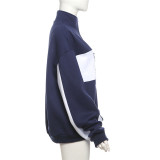 Letter Print Long Sleeve Sweatshirt Coat XEF-51834