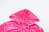 Solid Color Hooded Tops Two Piece Pants Set XEF-50643