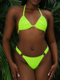 Sexy Backless Solid Color Bikinis 2 Piece Swimsuit CASF-6708