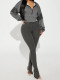 Long Sleeve Hooded Patchwork Top Stripe Pants Suit MIL-T049