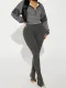 Long Sleeve Hooded Patchwork Top Stripe Pants Suit MIL-T049