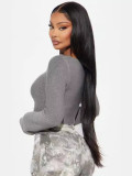 Long Sleeve Hollow Out Short Sweater GDYF-6693