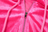 Solid Color Hooded Tops Two Piece Pants Set XEF-50643