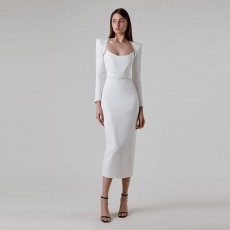 Long Sleeve Solid Color Slim Long Dress GADE-5721