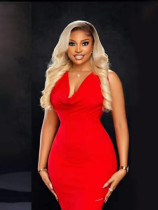 Deep V Neck Backless Maxi Dress GADE-5967