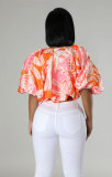 Fashion 3/4 Sleeve Print Loose Top XHXF-428