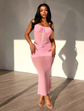 Sexy See Through Tight Two Piece Skirts Set GADE-8424