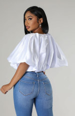 Fashion 3/4 Sleeve Print Loose Top XHXF-428