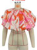 Fashion 3/4 Sleeve Print Loose Top XHXF-428