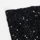 Slash Shoulder Sequin Split Maxi Dress NY-K3257