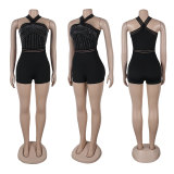 Hot Drill Hollow Out Patchwork Romper NY-3233