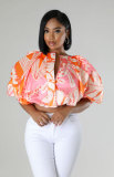 Fashion 3/4 Sleeve Print Loose Top XHXF-428