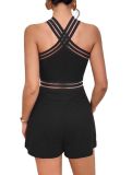 Hot Drill Hollow Out Patchwork Romper NY-3233