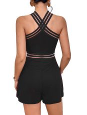 Hot Drill Hollow Out Patchwork Romper NY-3233